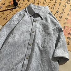 2024夏季新款港风摆拍大码风潮短袖衬衫M-5XHC24220-特P40，男装衬衫，电商A022