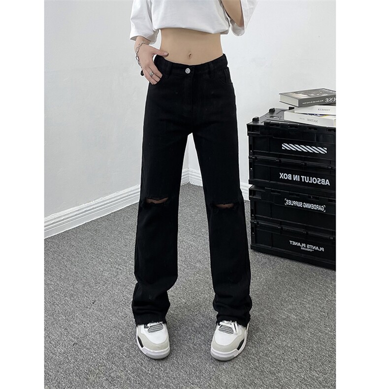 B221美式ins高街简约小众设计毛边破洞牛仔裤LK23067-P60控78,男装牛仔裤,电商B221