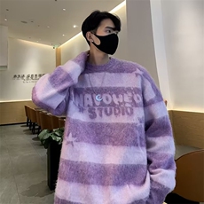 美式复古星星条纹毛衣男女秋冬潮牌宽松休闲针织上衣MZ5635-P53，男装针织衫/毛衣，星座1109-3