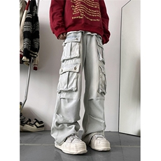Cleanfit美式复古多口袋宽松直筒男女牛仔裤4XZ502-K707-P65控88，男装牛仔裤，星座502
