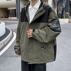 日系潮流拼色防水冲锋衣男秋季潮牌户外连帽工装夹克W7904-P68，男装夹克，星座512-4