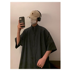 夏季免烫新中式男女装痞帅衬衫男短袖潮牌百搭上衣休闲衬衣-S300，男装衬衫，星座601-2