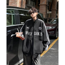 卫衣秋冬美式复古拉链条纹开衫潮牌高级感运动宽松外套-WY856，男装卫衣，星座1002-2