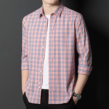 衬衫长袖男装2023春季新款男长袖休闲格子衬衣商务上衣男潮流图片