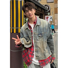 牛仔外套男复古水洗做旧夹克春秋痞帅炸街高街青少年上衣JA171，男装工装外套，星座1116A（原606A-3）