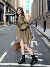 2026新款春装时尚高品质翻领斜襟风衣2D009-2590P165控238，女装风衣，2D009