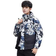 新款男士羽绒服男青年短款加厚连帽迷彩冬季外套青年潮6565-P100，男装羽绒服，星座1210A