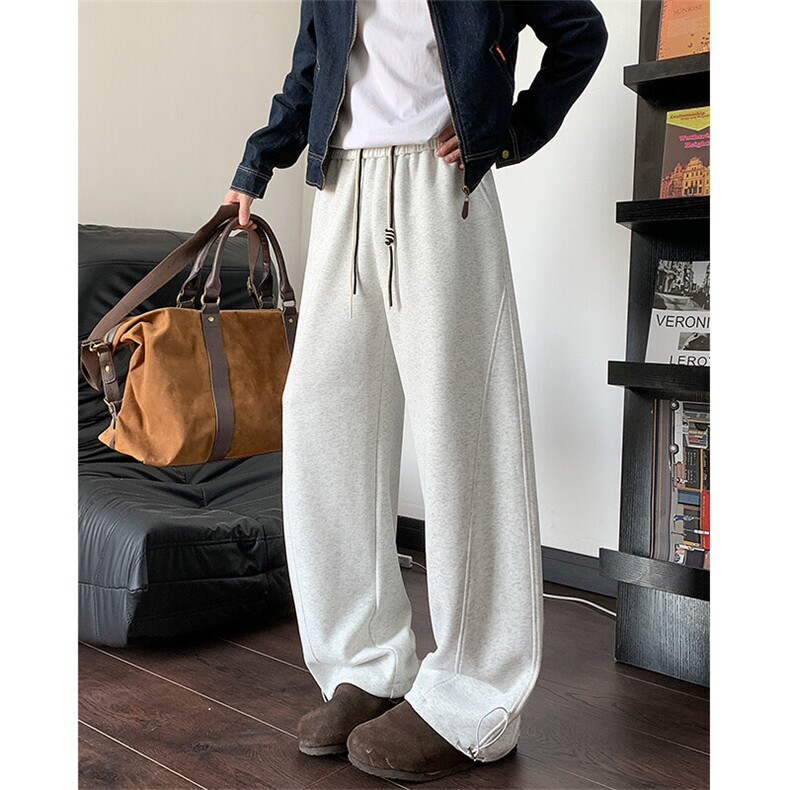 特批P35无差价2025廓形弯刀裤男拼接镰刀裤潮流大码阔腿裤K5620,男装休闲裤,电商A001-1