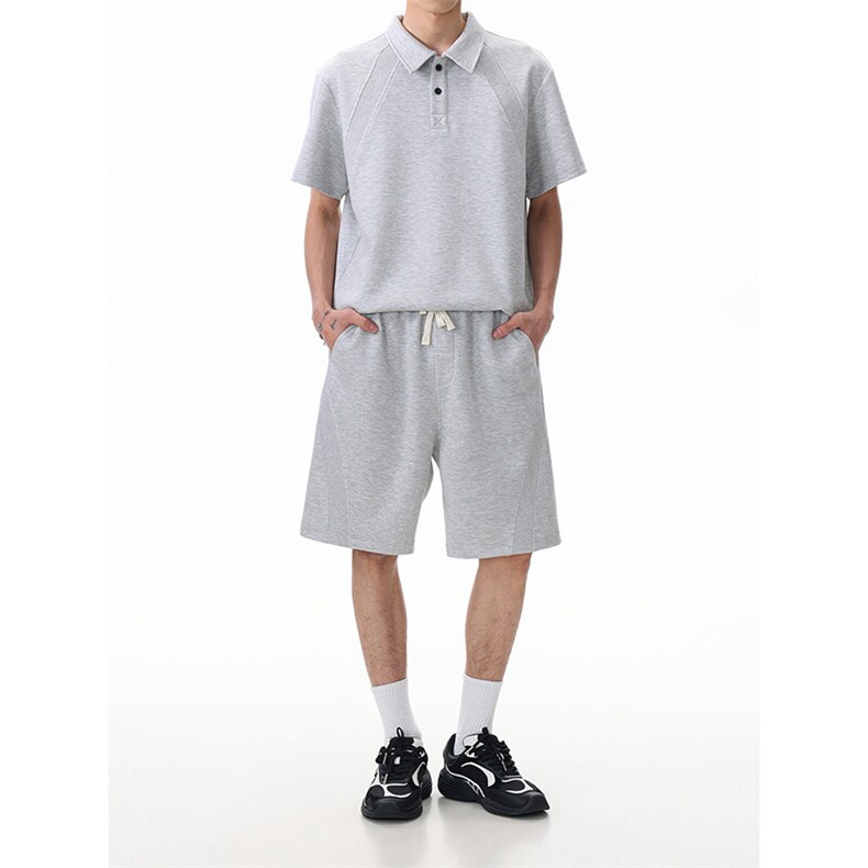 黑色美式短袖polo衫男款夏季高级感痞帅成熟稳重男装重磅正肩t恤图片