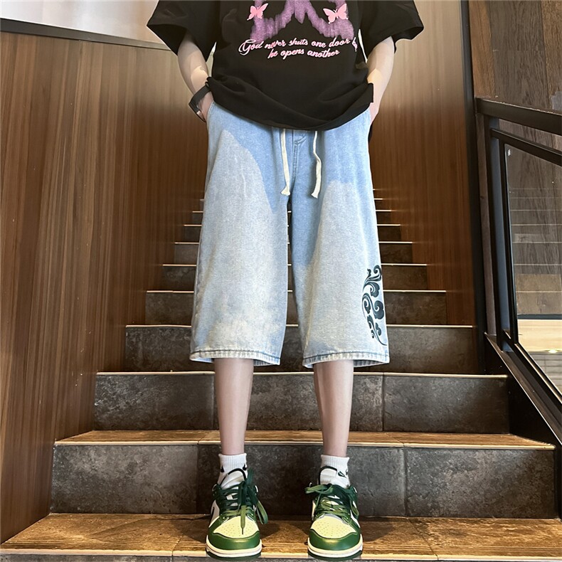 D2039-p48-控68现货风宽松cleanfit牛仔裤七分裤黑暗,男装牛仔裤,星座116