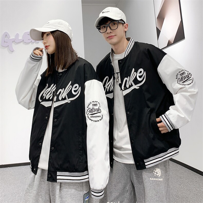 XZ214-8JK6610P65港风拼接棒球服男刺绣情侣外套宽松百搭夹克,男装夹克,星座1204-3