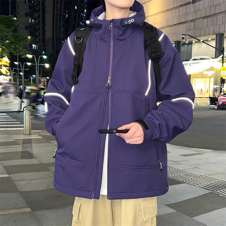 潮牌反光防水外套秋冬款户外软壳冲锋衣夹克JK0222-P93,男装夹克,星座308B-2