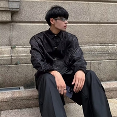 新中式风龙纹刺绣衬衫男冰丝垂感衬衣山本耀司外套CY373-P58，男装衬衫，星座412