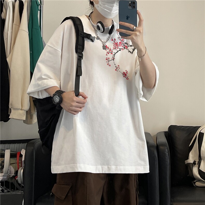 抖音品质直播得物风新中式印花短袖T恤dcm295-特批20控38,男装T恤,星座605(原A050)