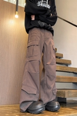 美式多口袋工装裤潮牌大码直筒裤子设计感休闲高街长裤KZ1933/P60，男装休闲裤，电商B238