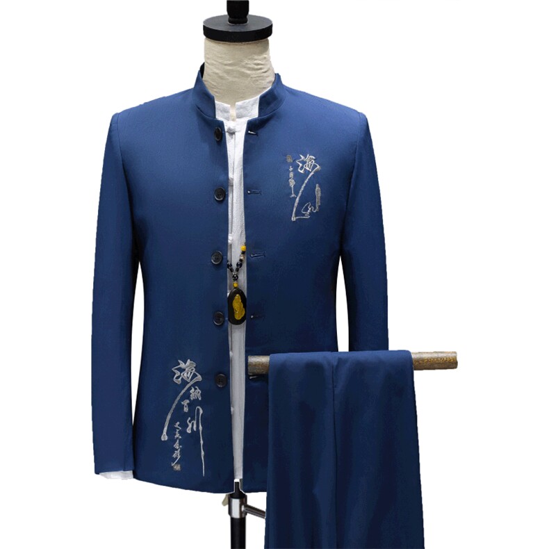 秋季中山装西服套装男士唐装两件套风外套A334-TZ810-P130,男装民族服装,电商B339(原A334）