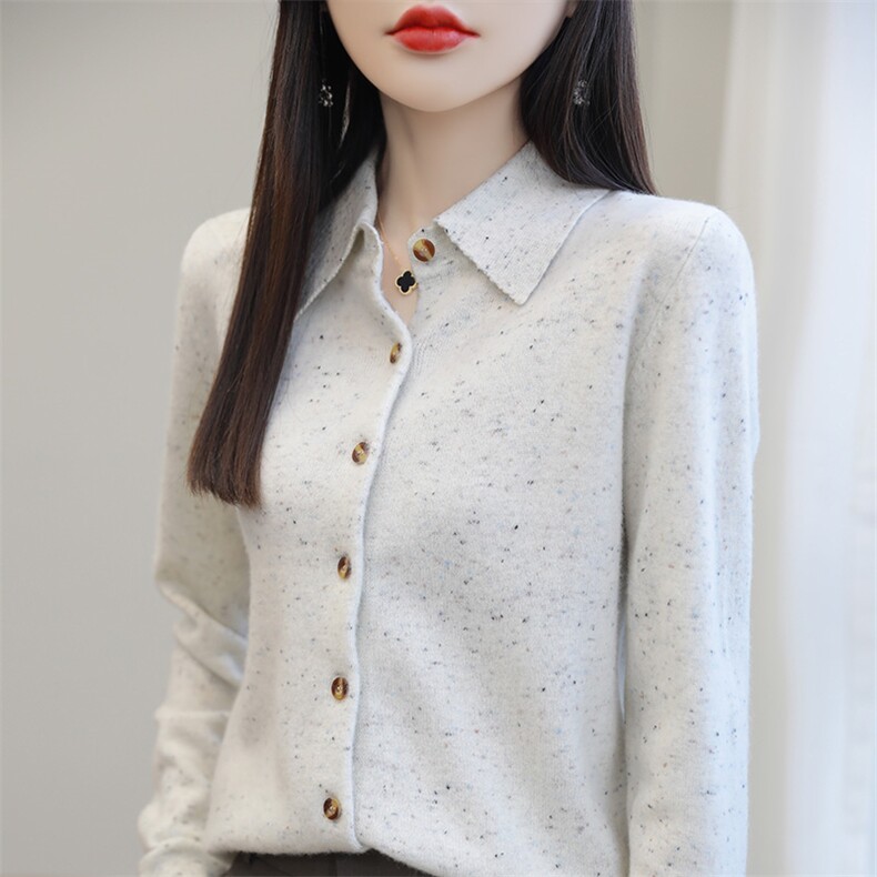 衬衣领2024新款春秋新款时尚经典百搭打底衫羊毛衫，女装羊毛衫，片语羊绒