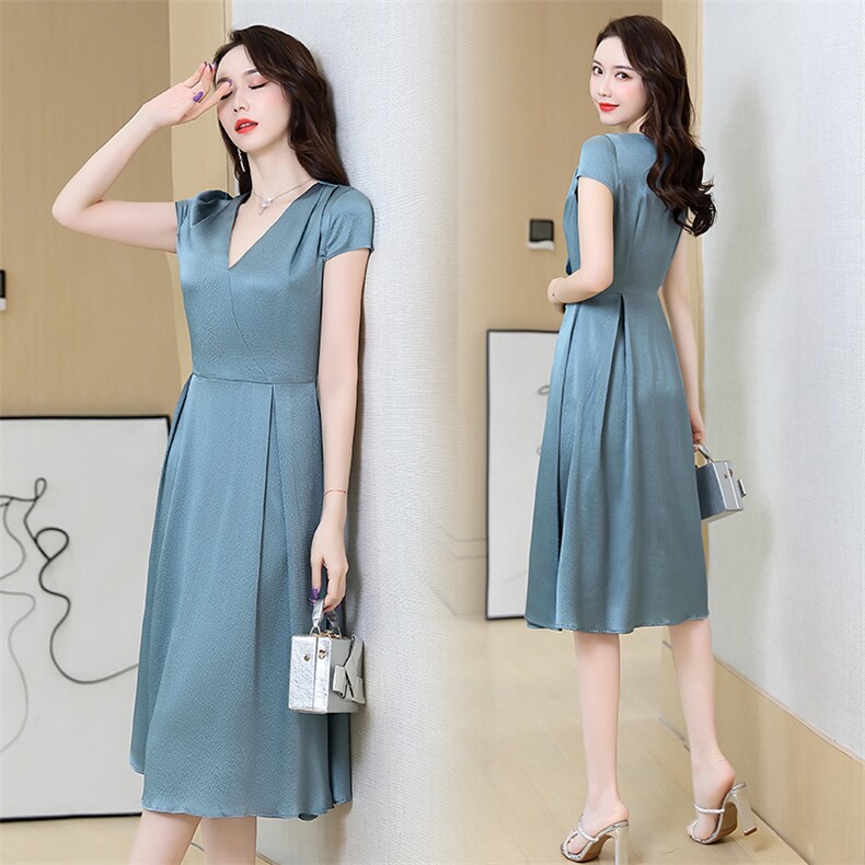 杭州真丝连衣裙女夏季新款气质高级感重磅V真丝连衣裙，女装连衣裙，阿舍尔精品