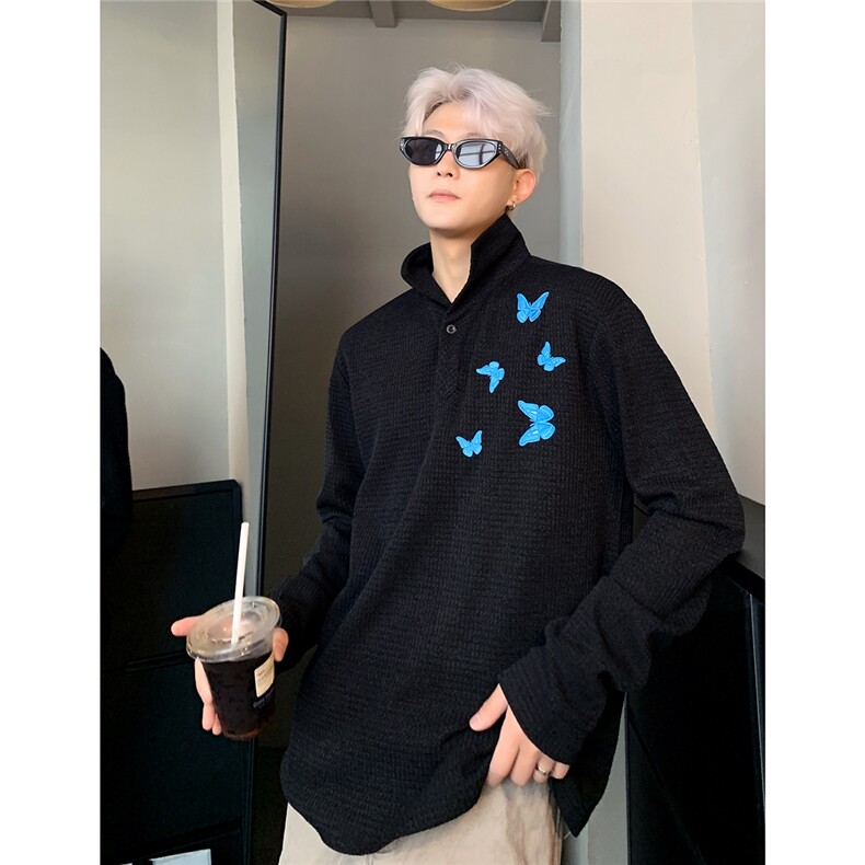 2025早秋一片领正肩polo衫男长袖卫衣休闲内搭打底衫W502-P38，男装Polo衫，电商C307