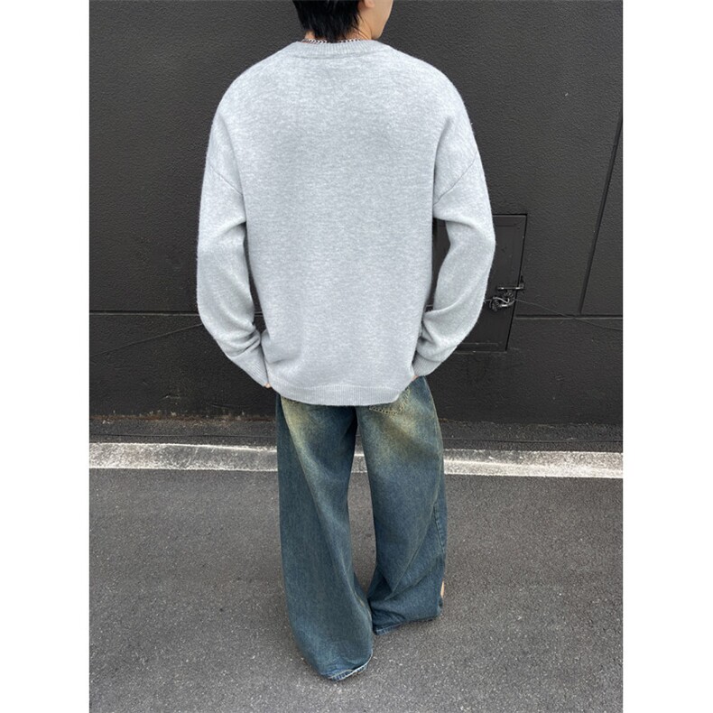 YK86032-P35腈纶45%锦纶24.3%聚酯纤维30.7%圆领纯色毛衣男秋冬,男装针织衫/毛衣,电商A086-1