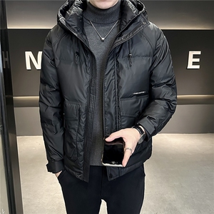 M-4XL B353 3436 P195 黑2025标年连帽冬季男士羽绒服加厚外套图片
