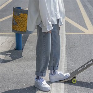 送腰带 kz01港风中性风男女老爹青四季直筒休闲牛仔裤b图片