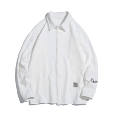 白底花型衬衫大码M-5XL情侣风七分袖衬衫男QCS7023P45控68，男装衬衫，星座226-2