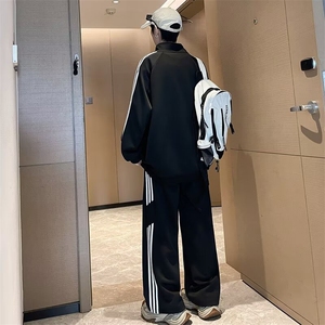 美式卫衣男春秋季2025新款立领半拉链长袖套头宽松休闲卫裤两件套图片