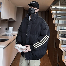 新款宽松棉衣男士立领加厚保暖防寒冬装外套三条杠棉服6667-P60，男装棉衣，星座1403A