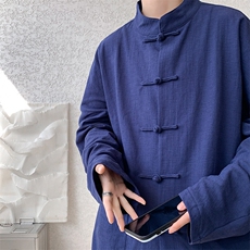 8XL-M特大码棉麻长袖衬衫风衬衫新中式打底衫CS504P68控88，男装衬衫，电商D206-1