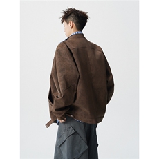 可二开雾霾扎染面料大码M-5XL工装拉链皮衣夹克男JK78100P90控128，男装皮衣，星座227-7