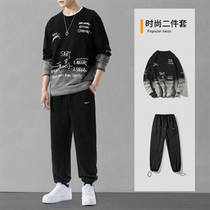 秋季运动套装韩版潮流休闲渐变卫衣秋装男装一套搭配DF156TP90图片