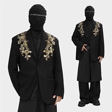 港风春款男女西服刺绣西装外套有垫肩大码S-5XLJK0033P75，男装西服套装，星座1013-1