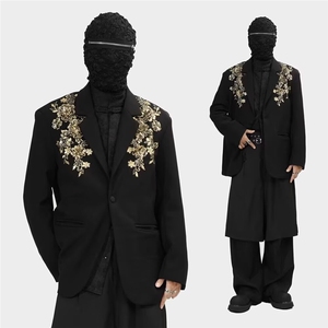 港风春款男女西服刺绣西装外套有垫肩大码S-5XLJK0033P75