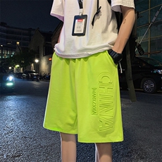 学院风新款压花工艺直筒短裤男宽松五分裤休闲裤运动裤夏季，男装休闲裤，电商A102B