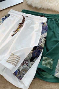 特批P20无差价夏季高级感短裤男士小熊拼接刺绣风五分裤DK82图片