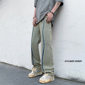 B221美式ins高街暗黑小众毛边破洞直筒牛仔裤LK23104-P65控88