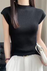春季新款百搭纯色羊毛半高领显瘦内搭女宽松气质慵懒风打底衫，女装T恤，菲奥羊绒