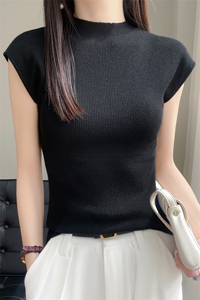 春季新款百搭纯色羊毛半高领显瘦内搭女宽松气质慵懒风打底衫图片