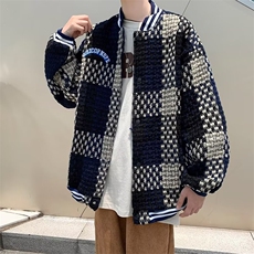 复古潮流宽松休闲情侣款外套小香风格子夹克男上衣W3657-P85，男装夹克，星座512-2