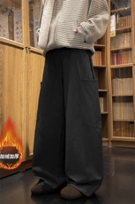 松弛工装风秋冬加绒复古休闲裤韩版时髦高街阔腿裤K883P60控98，男装工装外套，电商A102B