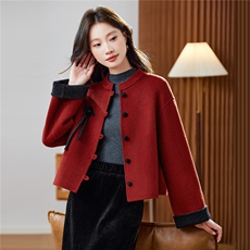 2025年冬季现货羊毛大衣新款经典复古短款双面呢外套，女装双面呢大衣，臻衣坊