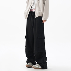 抖音品质秋季新款潮流美式拼接宽松休闲裤B315-K24355-特p40-控78，男装休闲裤，电商B315