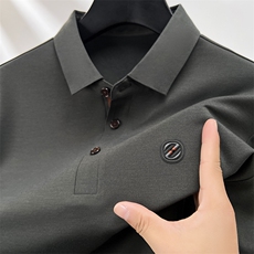 男士春季新款长袖翻领T恤主推款大货稳定，男装T恤，钱塘207-1