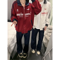 抖音得物美式高街重磅结构设计拼接织带立领印花卫衣外套ACM4202，女装短外套，电商A443