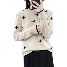 圆领针织衫女2024年秋冬季新款韩版宽松外穿时尚加厚打底衫，女装羊毛衫，蒙特羊绒