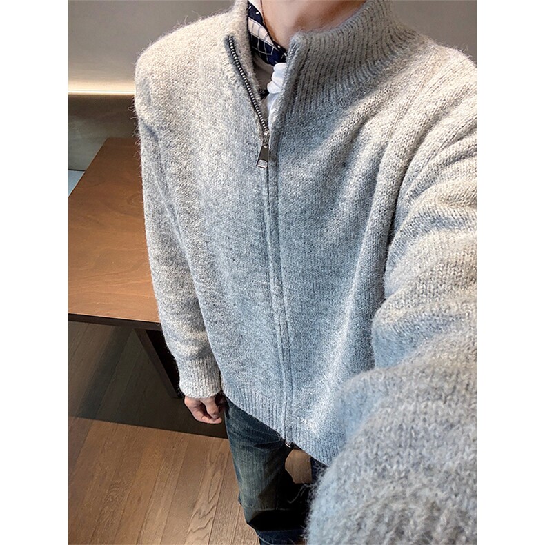 双拉链毛衣潮牌慵懒风半高领针织开衫外套男5Q3070-TP65128,男装针织衫/毛衣,电商A102