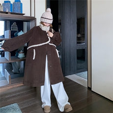 新款风盘扣呢大衣外套AD957-P205K308，女装毛呢外套，2B187