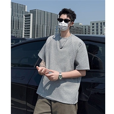夏季新款简约拼接纯色T恤男士时尚百搭休闲半袖潮流时髦修身短袖，男装T恤，星座506