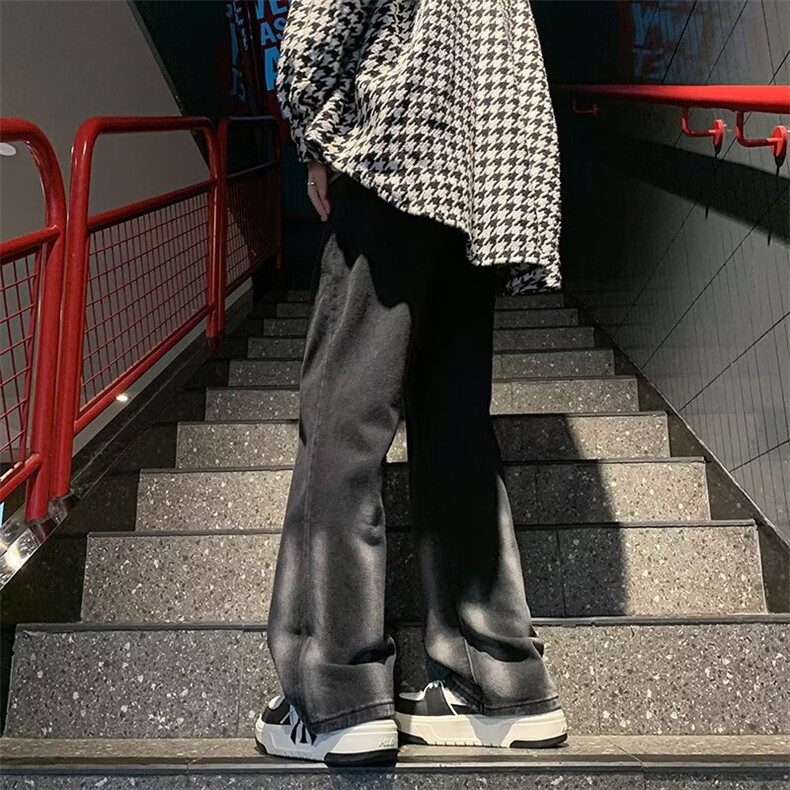 美式高街牛仔裤男韩版潮流渐变色2024冬季新款ins长裤RK1341-P45,男装牛仔裤,星座412-2